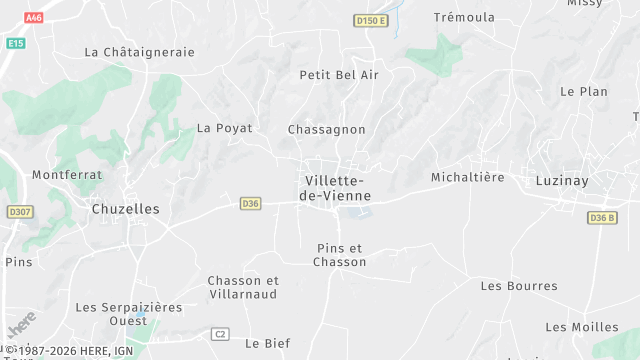Carte de la zone d'intervention à Villette-de-Vienne