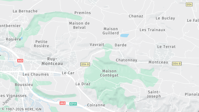 Carte de la zone d'intervention à Ruy-Montceau
