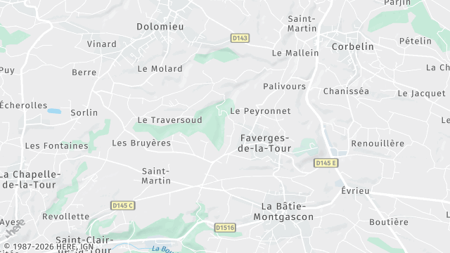 Carte de la zone d'intervention à Faverges-de-la-Tour