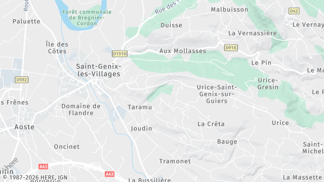 Carte de la zone d'intervention à Saint-Genix-les-Villages