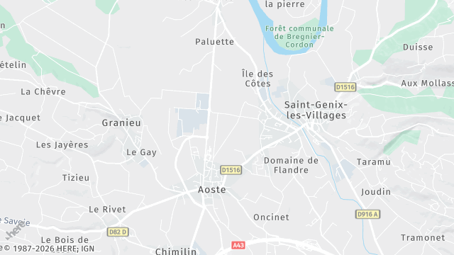 Carte de la zone d'intervention à Aoste