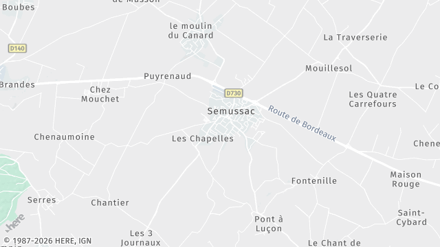 Carte de la zone d'intervention à Semussac