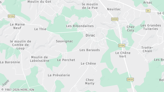 Carte de la zone d'intervention à Dirac