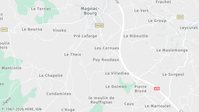 Carte de la zone d'intervention à Magnac-Bourg