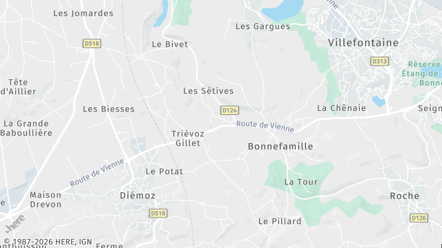 Carte de la zone d'intervention à Bonnefamille