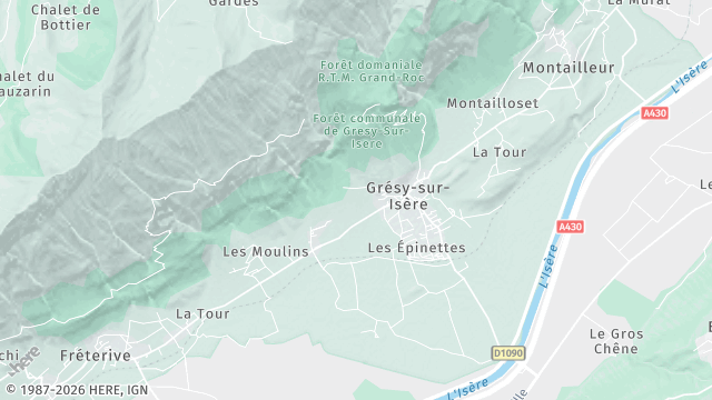 Carte de la zone d'intervention à Grésy-sur-Isère
