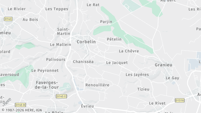 Carte de la zone d'intervention à Corbelin