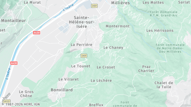 Carte de la zone d'intervention à Sainte-Hélène-sur-Isère