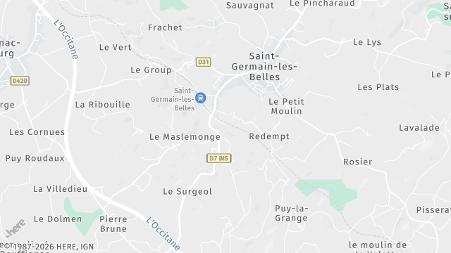 Carte de la zone d'intervention à Saint-Germain-les-Belles