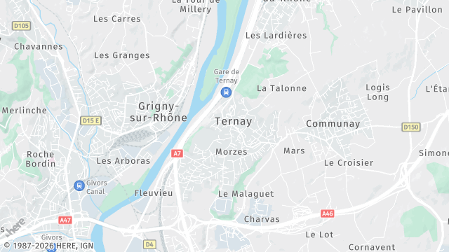 Carte de la zone d'intervention à Ternay