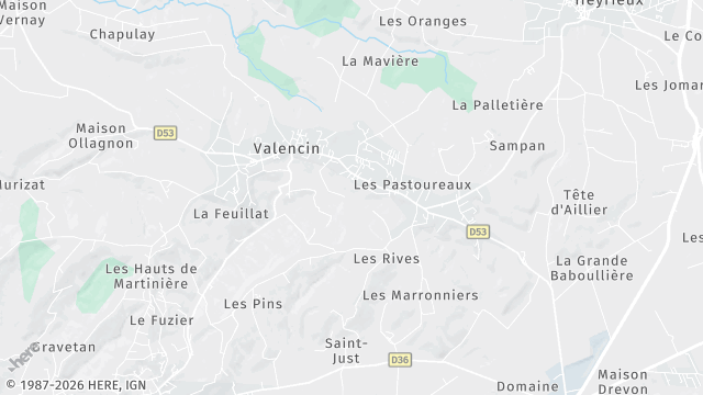 Carte de la zone d'intervention à Valencin