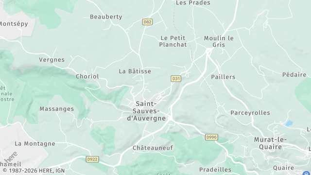 Carte de la zone d'intervention à Saint-Sauves-d'Auvergne