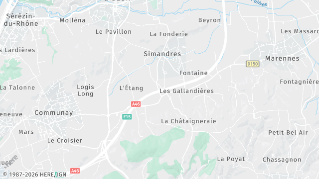 Carte de la zone d'intervention à Simandres