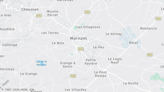 Carte de la zone d'intervention à Mornant