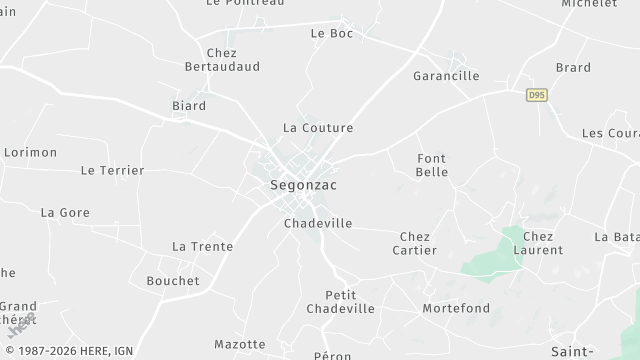 Carte de la zone d'intervention à Segonzac