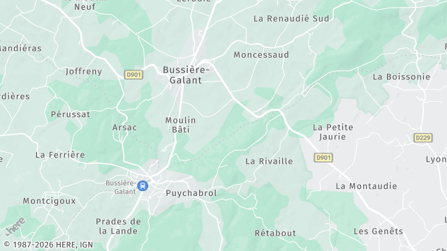 Carte de la zone d'intervention à Bussière-Galant