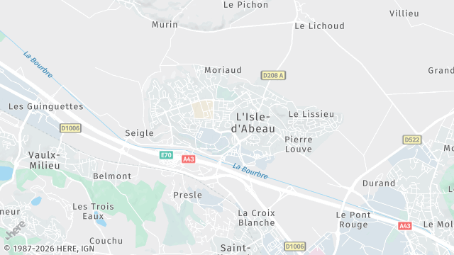 Carte de la zone d'intervention à L'Isle-d'Abeau