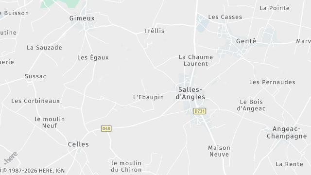 Carte de la zone d'intervention à Salles-d'Angles