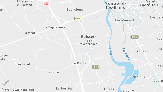 Carte de la zone d'intervention à Boisset-lès-Montrond