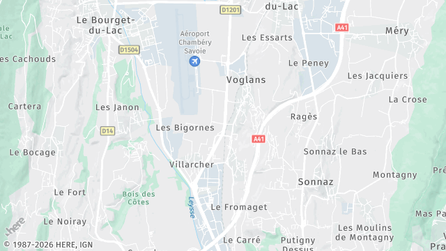 Carte de la zone d'intervention à Voglans