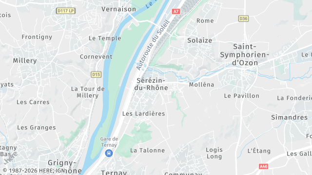 Carte de la zone d'intervention à Sérézin-du-Rhône