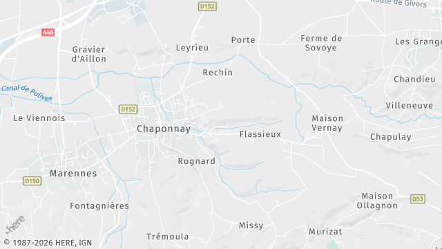 Carte de la zone d'intervention à Chaponnay