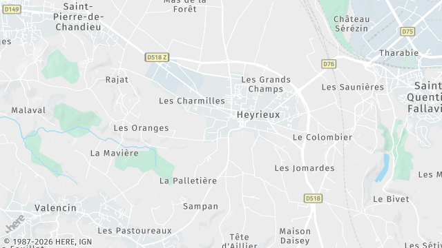Carte de la zone d'intervention à Heyrieux