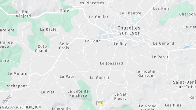 Carte de la zone d'intervention à Chazelles-sur-Lyon