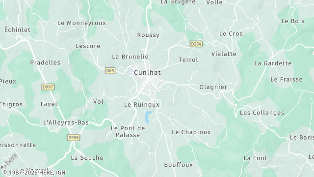 Carte de la zone d'intervention à Cunlhat