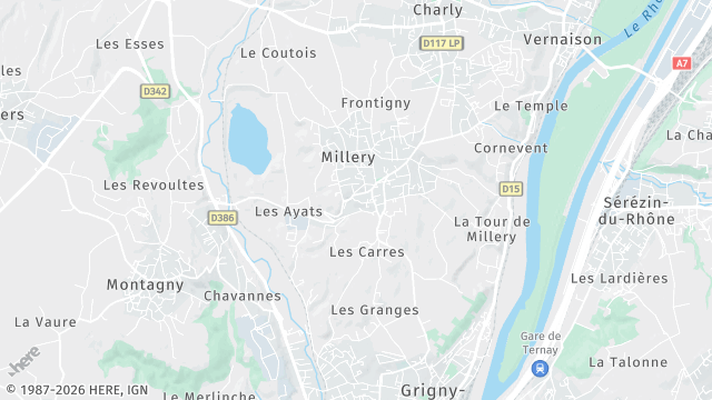 Carte de la zone d'intervention à Millery