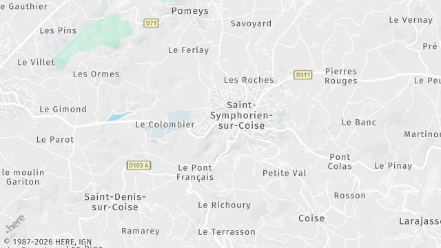 Carte de la zone d'intervention à Saint-Symphorien-sur-Coise