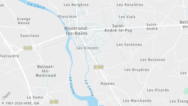 Carte de la zone d'intervention à Montrond-les-Bains