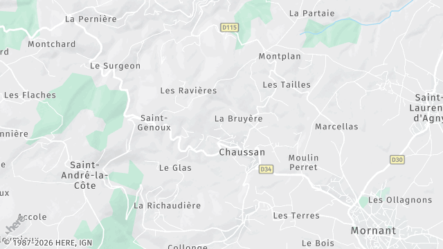 Carte de la zone d'intervention à Chaussan