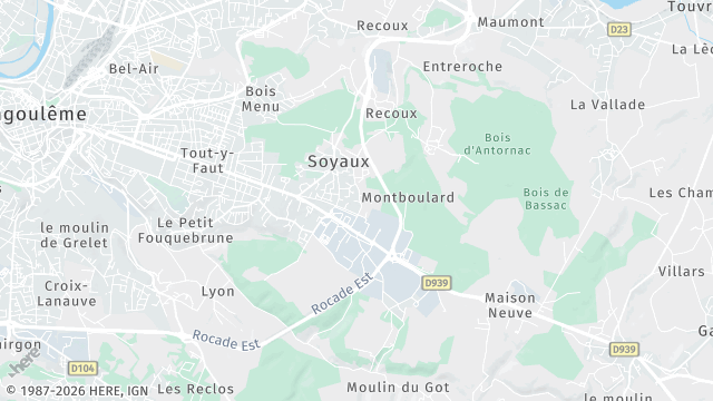 Carte de la zone d'intervention à Soyaux