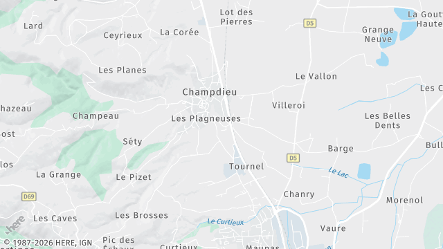 Carte de la zone d'intervention à Champdieu
