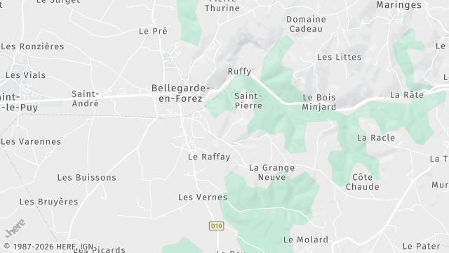 Carte de la zone d'intervention à Bellegarde-en-Forez