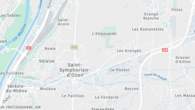 Carte de la zone d'intervention à Saint-Symphorien-d'Ozon
