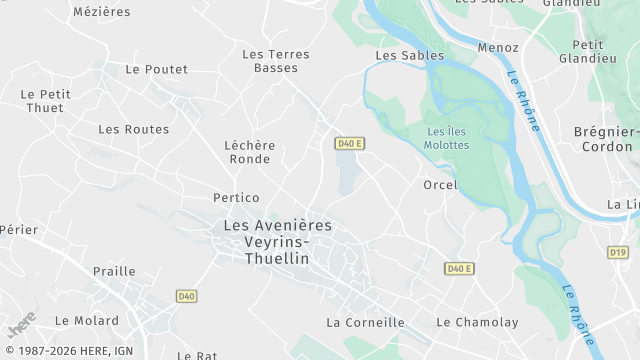 Carte de la zone d'intervention à Les Avenières Veyrins-Thuellin