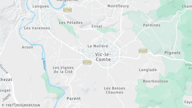 Carte de la zone d'intervention à Vic-le-Comte