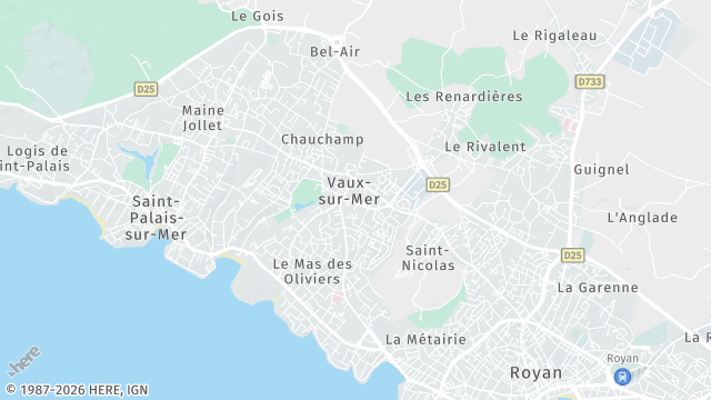 Carte de la zone d'intervention à Vaux-sur-Mer