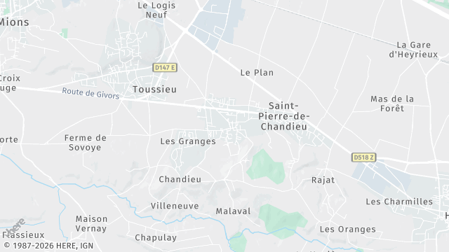 Carte de la zone d'intervention à Saint-Pierre-de-Chandieu