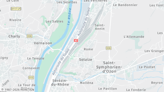 Carte de la zone d'intervention à Solaize