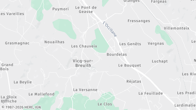 Carte de la zone d'intervention à Vicq-sur-Breuilh