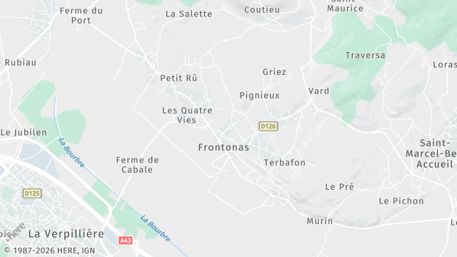 Carte de la zone d'intervention à Frontonas