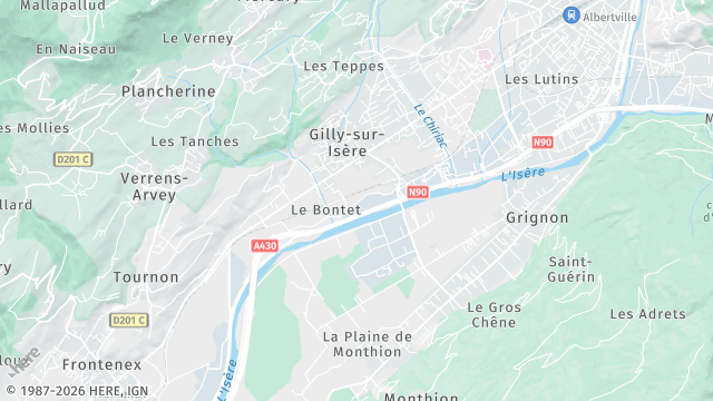 Carte de la zone d'intervention à Gilly-sur-Isère