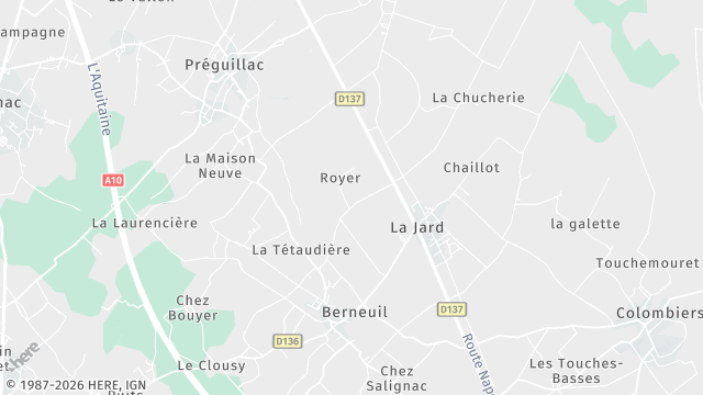 Carte de la zone d'intervention à Berneuil