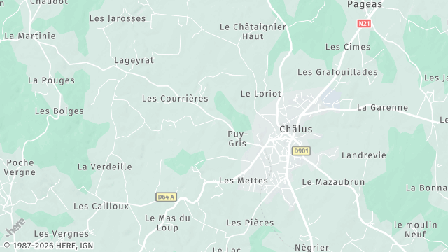 Carte de la zone d'intervention à Châlus