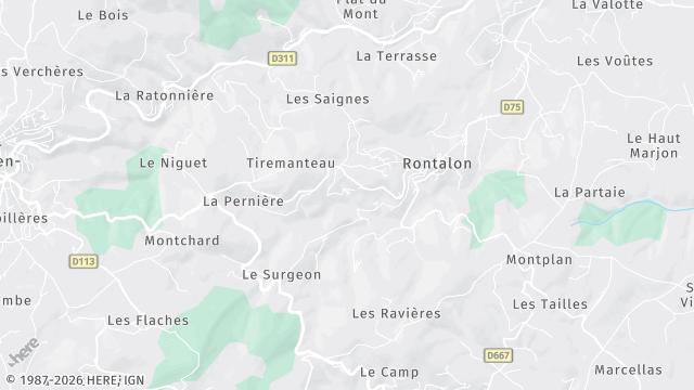 Carte de la zone d'intervention à Rontalon