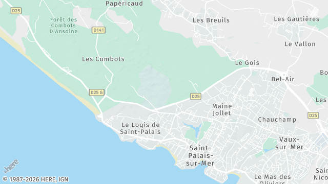 Carte de la zone d'intervention à Saint-Palais-sur-Mer