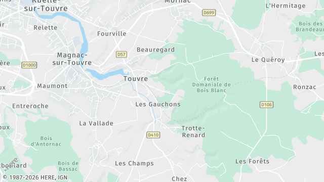 Carte de la zone d'intervention à Touvre